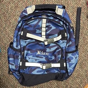 Pottery barn backpack blue camp with Kian embroidered